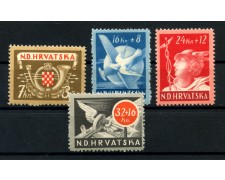 1944 -  CROAZIA - A PROFITTO DEGLI IMPIEGATI P.T.T.  4v. - NUOVI - LOTTO/32576