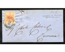 1858 - LOMBARDO VENETO - LOTTO/40556 - 15 CENTESIMI ROSA CHIARO - BUSTA DA PAVIA 1858 - LOMBARDO VENETO - LOTTO/40556 - 15 CENTESIMI ROSA CHIARO - BUSTA DA PAVIA