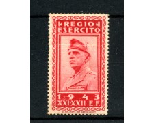 1943 - REGNO - LOTTO/48025 - FRANCHIGIA MILITARE - ROSSO CARMINIO NUOVO