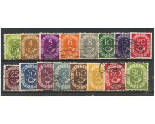 1951 - GERMANIA FEDERALE - LOTTO/ 48036 - CIFRE E CORNO DI POSTA 16 v. USATI 1951 - GERMANIA FEDERALE - LOTTO/ 48036 - CIFRE E CORNO DI POSTA 16 v. USATI