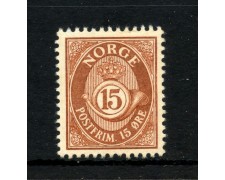 1909/20 - NORVEGIA - LOTTO/48379 - 15 ore BRUNO CHIARO CORNO DI POSTA - NUOVO 1909/20 - NORVEGIA - LOTTO/48379 - 15 ore BRUNO CHIARO CORNO DI POSTA - NUOVO