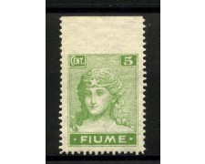 1919 - FIUME - LOTTO/40964 - 5 CENT. VERDE GIALLO VARIETA' - NUOVO 1919 - FIUME - LOTTO/40964 - 5 CENT. VERDE GIALLO VARIETA' - NUOVO