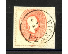 1861 - LOMBARDO VENETO - LOTTO/40575 - 5 SOLDI ROSSO CHIARO - SU FRAMMENTO USATO VICENZA 1861 - LOMBARDO VENETO - LOTTO/40575 - 5 SOLDI ROSSO CHIARO - SU FRAMMENTO USATO VICENZA