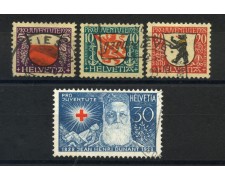 1928 - SVIZZERA - LOTTO/39343 - PRO JUVENTUTE 4v. - USATI 1928 - SVIZZERA - LOTTO/39343 - PRO JUVENTUTE 4v. - USATI