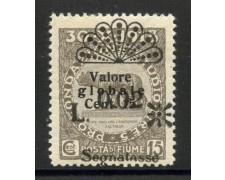 1921 - FIUME - LOTTO/40967 - 0,02 SU 15c. SEGNATASSE - VARIETA' - LINGUELLATO 1921 - FIUME - LOTTO/40967 - 0,02 SU 15c. SEGNATASSE - VARIETA' - LINGUELLATO