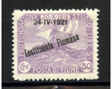 1921 - FIUME - LOTTO/40171 - 80 cent. COSTITUENTE FIUMANA - LINGUELLATO 1921 - FIUME - LOTTO/40171 - 80 cent. COSTITUENTE FIUMANA - LINGUELLATO