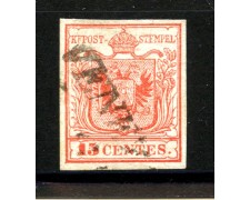 1850 - LOMBARDO VENETO. - LOTTO/40181 - 15 cent. ROSSO - USATO