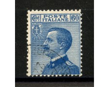1923 - REGNO - LOTTO/40005 - 60 cent. AZZURRO VITTORIO EMANUELE III° - USATO 1923 - REGNO - LOTTO/40005 - 60 cent. AZZURRO VITTORIO EMANUELE III° - USATO