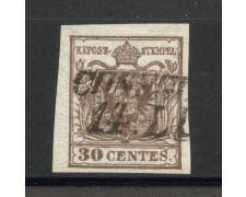 1850 - LOMBARDO VENETO. - LOTTO/40182 - 30 cent. BRUNO - USATO