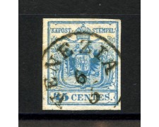 1850 - LOMBARDO VENETO. - LOTTO/40183 - 45 cent. AZZURRO - USATO