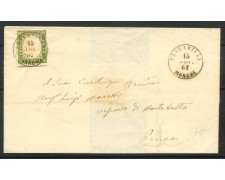 1862 - SARDEGNA - LOTTO/40337 - 5 cent. VERDE GIALLASTRO SU PIEGO DA PENNABILLI 1862 - SARDEGNA - LOTTO/40337 - 5 cent. VERDE GIALLASTRO SU PIEGO DA PENNABILLI