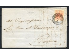 1855 - LOMBARDO VENETO - LOTTO/40999 - 15 CENT. SU LETTERA ANNULLO MIRANO PER PADOVA 1855 - LOMBARDO VENETO - LOTTO/40999 - 15 CENT. SU LETTERA ANNULLO MIRANO PER PADOVA