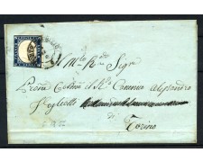 1857 - SARDEGNA - LOTTO/41002 - 20 CENT. INDACO SCURO - LETTERA DA PORTO MAURIZIO 1857 - SARDEGNA - LOTTO/41002 - 20 CENT. INDACO SCURO - LETTERA DA PORTO MAURIZIO