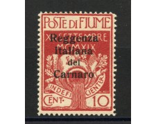 1920 - FIUME - LOTTO/4359 - 10 cent. POSTA MILITARE - T/L