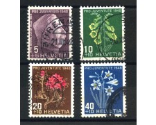 1948 - LOTTO/39392 - SVIZZERA - PRO JUVENTUTE 4v. - USATI 1948 - LOTTO/39392 - SVIZZERA - PRO JUVENTUTE 4v. - USATI