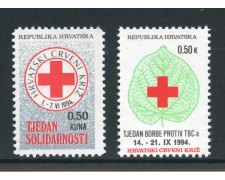 1994 - CROAZIA - BENEFICENZA - CROCE ROSSA 2v.  - NUOVI - LOTTO/32640