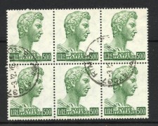 1969 - REPUBBLICA - LOTTO/42831B - 500 LIRE SAN GIORGIO BLOCCO DI 6 USATI 1969 - REPUBBLICA - LOTTO/42831B - 500 LIRE SAN GIORGIO BLOCCO DI 6 USATI