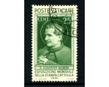 1936 - VATICANO - LOTTO/43302 - 25 Cent. STAMPA CATTOLICA - USATO