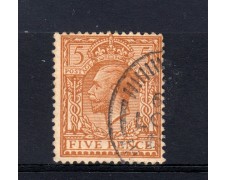 1912/22 - GRAN BRETAGNA - 5 d.BRUNO GIALLO GIORGIO V° - USATO - LOTTO/32090