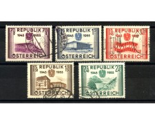 1955 - AUSTRIA - LOTTO/38155 - SECONDA REPUBBLICA 5v. USATI