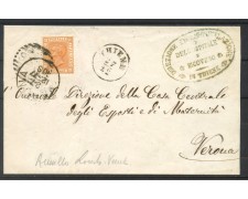 1877 - REGNO - LOTTO/40118 - 20 cent.ARANCIO SU BUSTA DA THIENE A VERONA 1877 - REGNO - LOTTO/40118 - 20 cent.ARANCIO SU BUSTA DA THIENE A VERONA