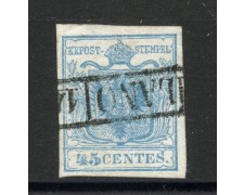 1850 - LOMBARDO VENETO - LOTTO/40469 - 45 CENTESIMI AZZURRO CHIARO - USATO MILANO