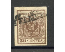 1851 - LOMBARDO VENETO - LOTTO/40470 - 30 CENTESIMI BRUNO - CARTA A COSTE - USATO 