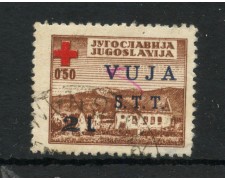 1948 - TRIESTE B - LOTTO/48273 - 2 SU 0,50 d. PRO CROCE ROSSA - USATO 1948 - TRIESTE B - LOTTO/48273 - 2 SU 0,50 d. PRO CROCE ROSSA - USATO