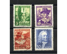 1934 - SVIZZERA - LOTTO/41679 - PRO JUVENTUTE 4v. - USATI 1934 - SVIZZERA - LOTTO/41679 - PRO JUVENTUTE 4v. - USATI