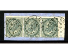 1863 - REGNO - LOTTO/39954 - 5 cent. -TIRATURA DI LONDRA - STRISCIA USATI 1863 - REGNO - LOTTO/39954 - 5 cent. -TIRATURA DI LONDRA - STRISCIA USATI