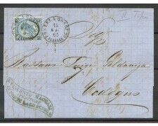 1865 - REGNO - LOTTO/39959 - 20 su 15 Cent. CELESTE 2° tipo - BUSTA PER CODOGNO 1865 - REGNO - LOTTO/39959 - 20 su 15 Cent. CELESTE 2° tipo - BUSTA PER CODOGNO