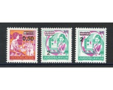 1990 - JUGOSLAVIA - LOTTO/38551 - POSTA ORDINARIA 3v. - NUOVI 1990 - JUGOSLAVIA - LOTTO/38551 - POSTA ORDINARIA 3v. - NUOVI