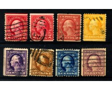 1908/19 - STATI UNITI - LOTTO/43558 - INSIEME DI 8 FRANCOBOLLI EFFIGE DI WASHINGTON - USATI 1908/19 - STATI UNITI - LOTTO/43558 - INSIEME DI 8 FRANCOBOLLI EFFIGE DI WASHINGTON - USATI