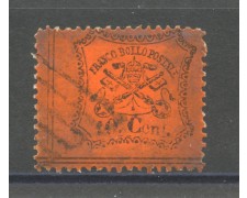 1868 - STATO PONTIFICIO - 10 cent. ARANCIO VERMIGLIO - USATO - LOTTO/35924 1868 - STATO PONTIFICIO - 10 cent. ARANCIO VERMIGLIO - USATO - LOTTO/35924