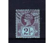1887/900 - GRAN BRETAGNA -2,5 d. VIOLETTO SU BLU - USATO - LOTTO/32082 1887/900 - GRAN BRETAGNA -2,5 d. VIOLETTO SU BLU - USATO - LOTTO/32082