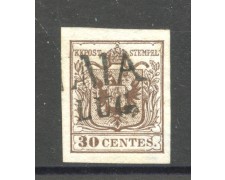 1850 - LOMBARDO VENETO - LOTTO/40498 - 30 Centesimi BRUNO CHIARO I° TIPO - USATO 1850 - LOMBARDO VENETO - LOTTO/40498 - 30 Centesimi BRUNO CHIARO I° TIPO - USATO
