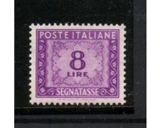 1955/66 - REPUBBLICA - LOTTO/47931 - SEGNATASSE 8 LIRE FILIGRANA STELLE - NUOVO 1955/66 - REPUBBLICA - LOTTO/47931 - SEGNATASSE 8 LIRE FILIGRANA STELLE - NUOVO