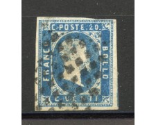 1851 - REGNO DI SARDEGNA - LOTTO/40258 - 20 Cent. AZZURRO - USATO 1851 - REGNO DI SARDEGNA - LOTTO/40258 - 20 Cent. AZZURRO - USATO