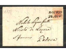 1852 - LOMBARDO VENETO - LOTTO/40528 - 15 Centesimi ROSSO SU BUSTA DA ROVIGO PER PADOVA 1852 - LOMBARDO VENETO - LOTTO/40528 - 15 Centesimi ROSSO SU BUSTA DA ROVIGO PER PADOVA