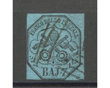 1852 - STATO PONTIFICIO - LOTTO/40265 - 7 BAJ AZZURRO - USATO 1852 - STATO PONTIFICIO - LOTTO/40265 - 7 BAJ AZZURRO - USATO
