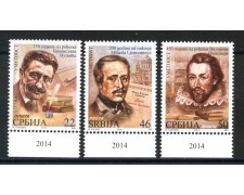 2014 - SERBIA REPUBBLICA - ANNIVERSARI SCRITTORI 3v. - NUOVI - LOTTO/35244 2014 - SERBIA REPUBBLICA - ANNIVERSARI SCRITTORI 3v. - NUOVI - LOTTO/35244