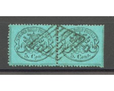 1868 - STATO PONTIFICIO - LOTTO/40270 - 5 Cent. AZZURRO CHIARO - COPPIA USATI 1868 - STATO PONTIFICIO - LOTTO/40270 - 5 Cent. AZZURRO CHIARO - COPPIA USATI