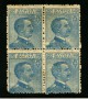 1908 - LOTTO/13140 - REGNO - 25c. AZZURRO VITTORIO EMANUELE III° QUARTINA  - VARIETA'