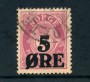 1922 - LOTTO/24049 - NORVEGIA - 5 SU 2,50  ORE SOPRASTAMPATO - USATO