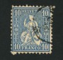 1862 - LOTTO/16323 - SVIZZERA - 10c. AZZURRO HELVETIA SEDUTA - USATO