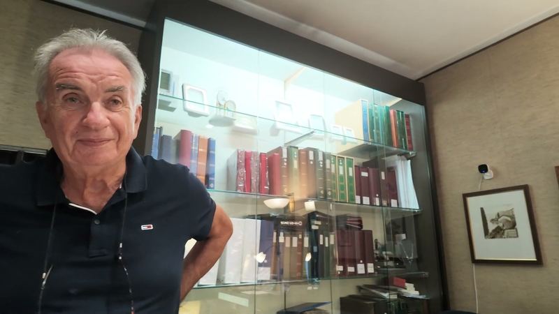 Luciano Bellasio in his shop in Como