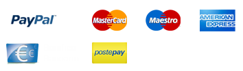 Pagamenti accettati: PayPal, Mastercard, Maestro, American Express, bonifico bancario, PostePay
